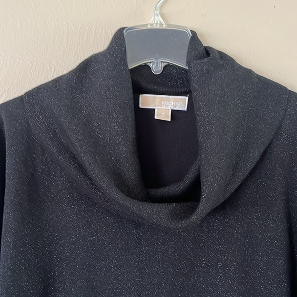 Michael Michael Kors Glitter Cowl Neck Sweater Short Sleeves Black Size M - Picture 2 of 14
